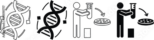 DNA Genetic Engineering and Biotechnology Research Laboratory Vector Icon Set