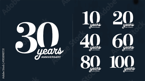 Anniversary milestones celebrating 30 40 50 60 80 and 100 years