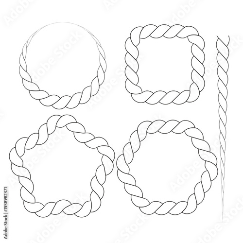 Twisted Rope Frame and Brush Set – Nautical Border Illustrations