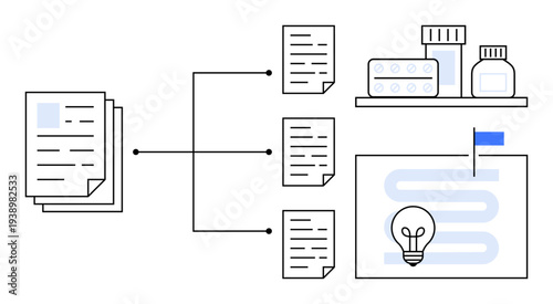 Data organization concept. Data management showing document categorization and structured workflow. Data helping organize information in collections and processes. For analytics, compliance
