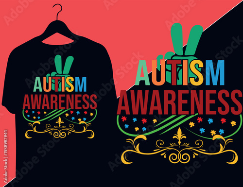 Autism Is My Superpower: Vibrant Neurodiversity Pride T-Shirt Design with Rainbow Infinity Symbol, Spectrum of Support: Vibrant Rainbow Awareness Ribbon on Abstract Colorful Gradient Background