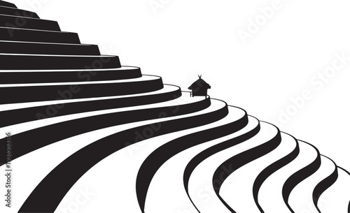 Terraced rice paddies with small traditional hut at top vector illustration vector illustration