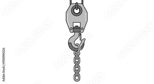 Industrial crane hook with chain for heavy lifting operations