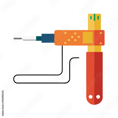 Electric soldering iron tool with hot red tip for circuit board repair