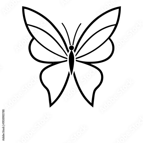 White butterfly flower line art minimalist botanical illustration design
