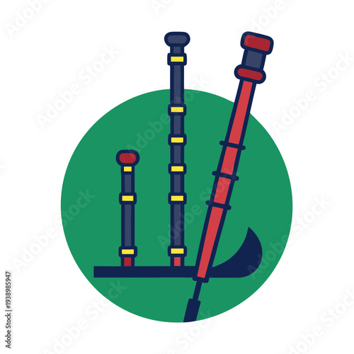 Colorful bagpipes illustration flat design vector musical instrument