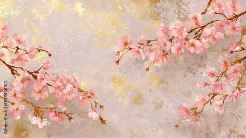 和紙と桜の背景