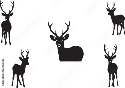 set of deer silhouettes