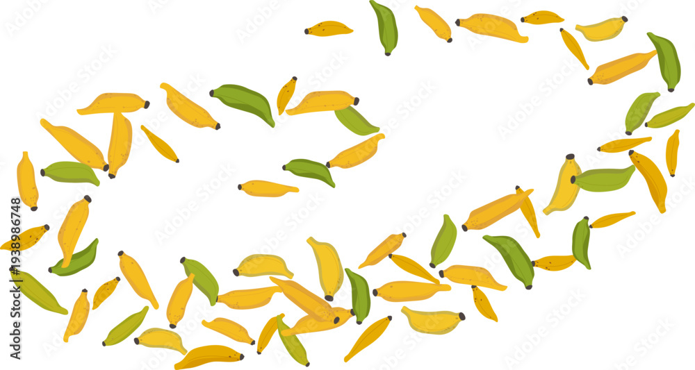 Obraz premium Dynamic explosion of yellow and green Nam Wa bananas scattering in the air