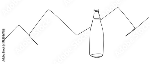 Minimalist continuous one line art drawing of a natural mineral water bottle. Editable stroke.