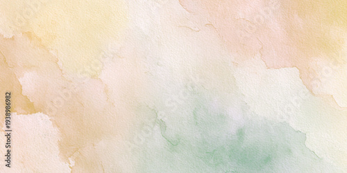 Watercolor background texture soft pink green and yellow abstract light colorful spots background and watercolor painting.