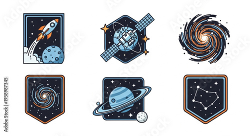 Collection of Space Themed Icons and Illustrations.