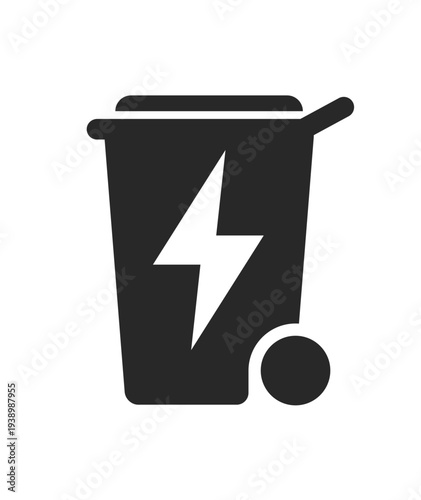 simple e waste electronic waste garbage recycling bin with wheels silhouette icon symbol vector isolated on transparent background