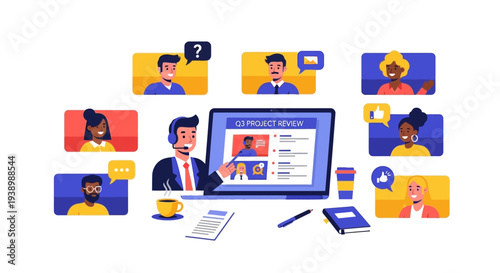 Interactive Online Community Review Diverse Participants Engaged in Virtual Collaboration, Sharing Feedback and Discussing Ideas Through a Digital Platform