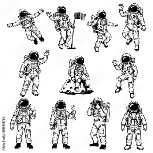 Astronauts Collection: Diverse Poses and Activities in Space Exploration