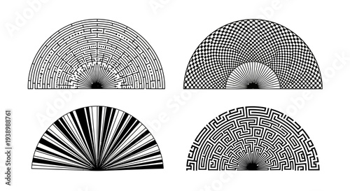 Abstract Semicircle Patterns: Geometric Designs, Optical Illusions, Radial Art