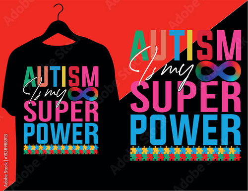 Autism Is My Superpower: Vibrant Neurodiversity Pride T-Shirt Design with Rainbow Infinity Symbol, Infinite Spectrum of Minds: 3D Geometric Rainbow Wireframe Symbol for Neurodiversity Pride