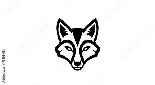 Black and White Fox Head Illustration.