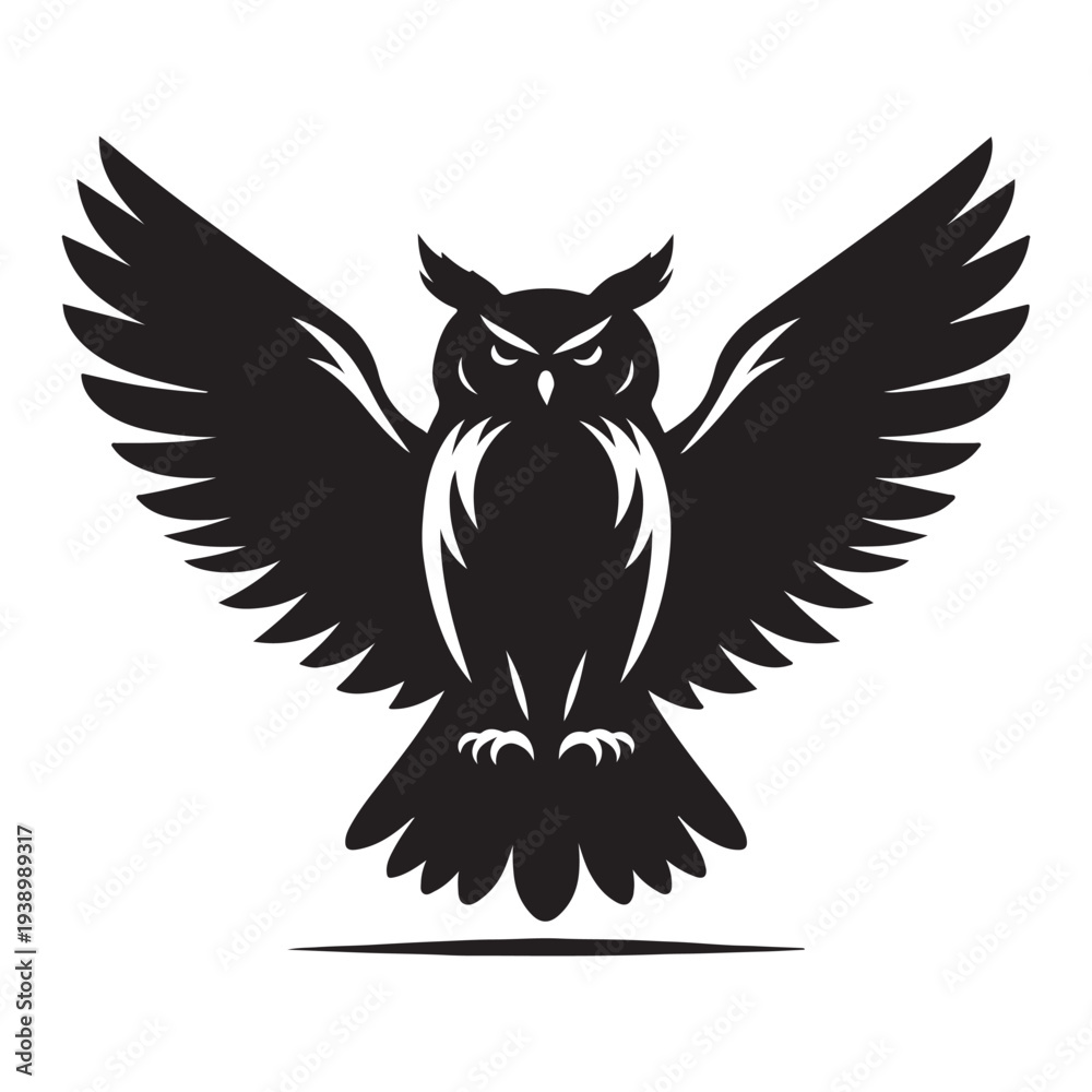 Fototapeta premium Majestic Owl Silhouette Powerful Nocturnal Bird Illustration Design Concept Idea Illustration