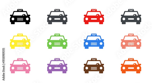 Colorful Taxi Cabs Set.