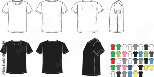 Large set of diverse children silhouettes in profile view, including young boys and girls standing, walking, and wearing hats on white background.