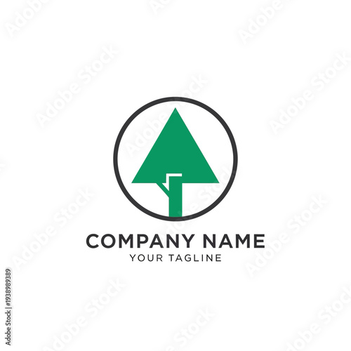 Green Tree Logo Design Template.