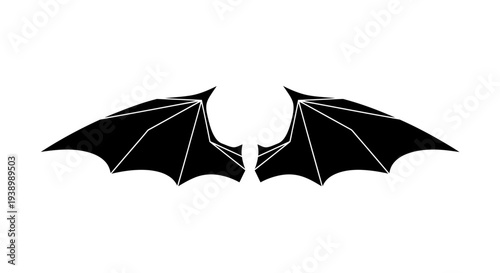 Black Bat Wings Isolated on White Background.