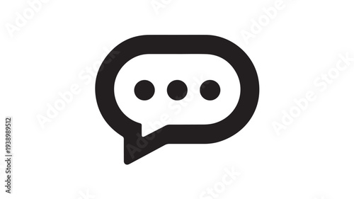 Speech bubble icon in simple minimalist design with black color on white background for chat application