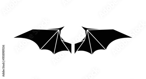 Black Bat Wings Silhouette Flying Creature.