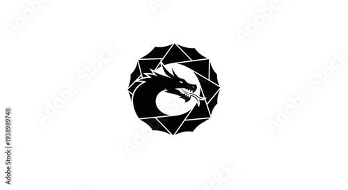 Black Dragon Head in Circle Logo.