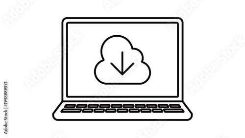 Laptop downloading from the cloud, variable line width