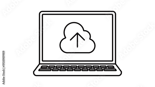 Laptop uploading to the cloud, variable line width