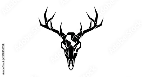Deer Skull with Antlers Illustration Design.