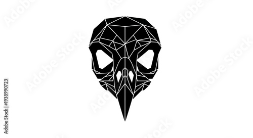 Geometric Black Bird Skull Illustration Design.