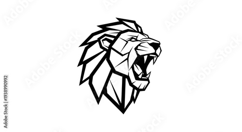 Geometric Lion Head Logo Design Element.