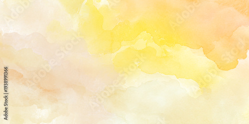 Soft ethereal pale yellow watercolor background with cream clouds creates a serene and sophisticated aesthetic, perfect for wedding stationery.