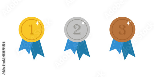 Ranking Award Badges 1st 2nd 3rd Place. Top Three Award Badge Collection.