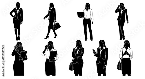 Business Women Silhouette Vector Set of Professional Female Executives and Businesswomen