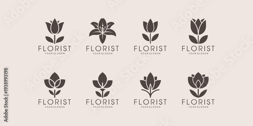florist logo collection for handmade bouquet services