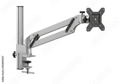 A silver monitor arm with a gas spring and vesa mount