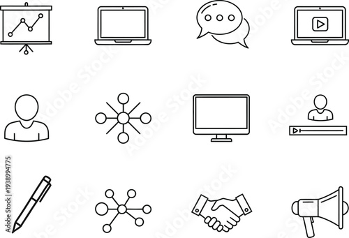Business communication and technology icons