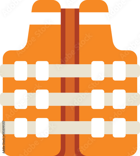 Orange life vest icon for water safety and emergency rescue