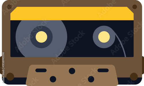 Cassette tape representing nostalgic audio technology and analog music vector illustration