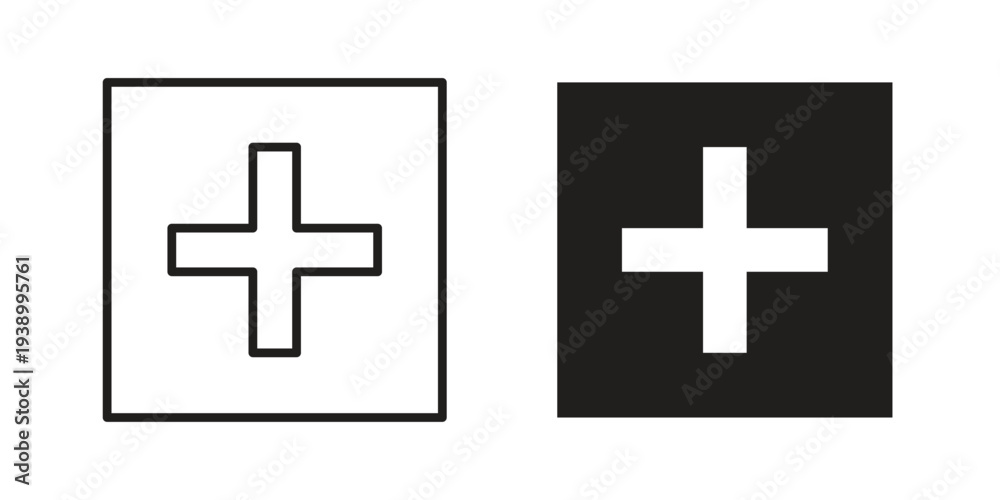 Fototapeta premium Add apps icon - editable stroke vector illustration eps10.