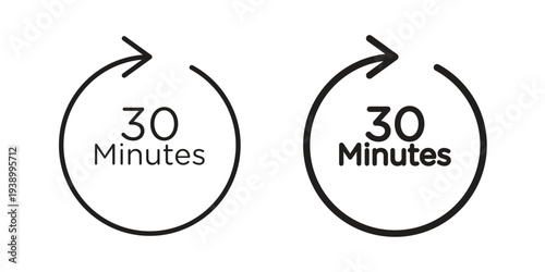 30 minutes icon - editable stroke vector illustration eps10.