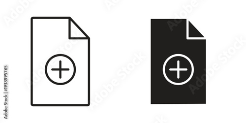 Add document icon - editable stroke vector illustration eps10.