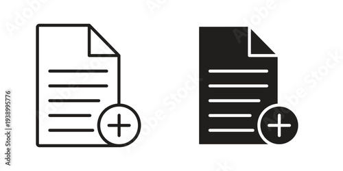 Add document icon - editable stroke vector illustration eps10.
