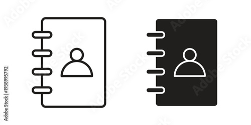 Address book icon - editable stroke vector illustration eps10.