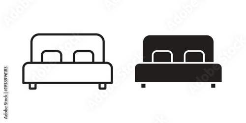 Bed icon - editable stroke vector illustration eps10.
