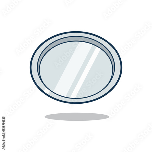 Round stainless steel serving tray or aluminum platter vector illustration.
